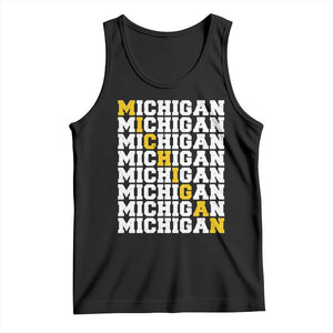 Michigan Fan Tank Top Yellow Bold Athletic Sport State Letters Game Day TS11 Black Print Your Wear