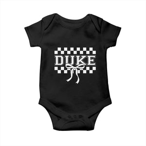 Duke Bold Letters Name Coquette Bow Checkered for Sports Fans Baby Onesie TS11 Black Print Your Wear