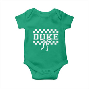 Duke Bold Letters Name Coquette Bow Checkered for Sports Fans Baby Onesie TS11 Irish Green Print Your Wear