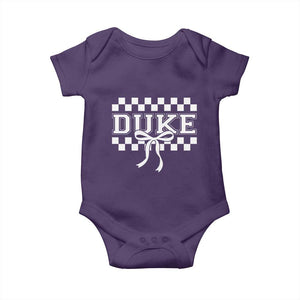 Duke Bold Letters Name Coquette Bow Checkered for Sports Fans Baby Onesie TS11 Purple Print Your Wear