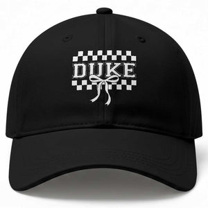 Duke Bold Letters Name Coquette Bow Checkered for Sports Fans Baseball Cap TS11 Print Your Wear