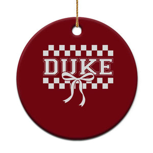Duke Bold Letters Name Coquette Bow Checkered for Sports Fans Ceramic Ornament TS11 1pc Red Print Your Wear