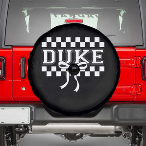 Duke Bold Letters Name Coquette Bow Checkered for Sports Fans Spare Tire Cover TS11 Black Print Your Wear