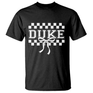 Duke Bold Letters Name Coquette Bow Checkered for Sports Fans T Shirt TS11 Black Print Your Wear