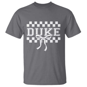 Duke Bold Letters Name Coquette Bow Checkered for Sports Fans T Shirt TS11 Charcoal Print Your Wear