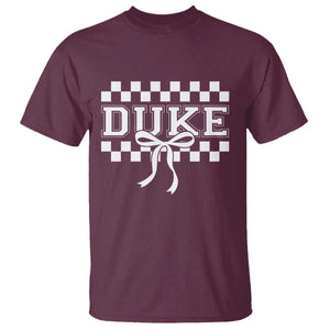 Duke Bold Letters Name Coquette Bow Checkered for Sports Fans T Shirt TS11 Maroon Print Your Wear