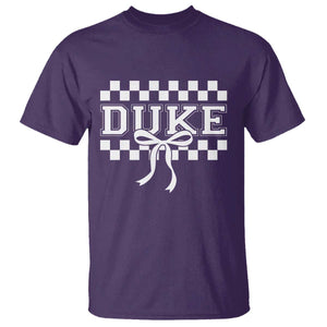 Duke Bold Letters Name Coquette Bow Checkered for Sports Fans T Shirt TS11 Purple Print Your Wear
