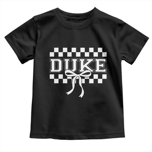 Duke Bold Letters Name Coquette Bow Checkered for Sports Fans Toddler T Shirt TS11 Black Print Your Wear