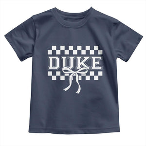 Duke Bold Letters Name Coquette Bow Checkered for Sports Fans Toddler T Shirt TS11 Navy Print Your Wear
