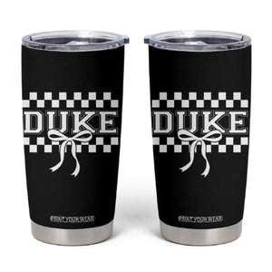 Duke Bold Letters Name Coquette Bow Checkered for Sports Fans Tumbler Cup TS11 Black Print Your Wear