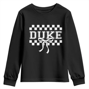 Duke Bold Letters Name Coquette Bow Checkered for Sports Fans Youth Sweatshirt TS11 Black Print Your Wear