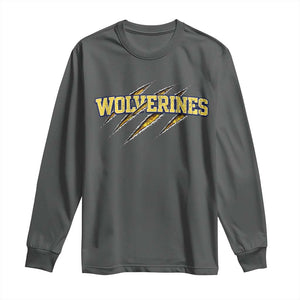 Wolverine Lover Sports Game Day Scratch Mark Long Sleeve Shirt TS11 Dark Heather Print Your Wear