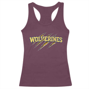 Wolverine Lover Sports Game Day Scratch Mark Racerback Tank Top TS11 Maroon Print Your Wear