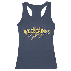Wolverine Lover Sports Game Day Scratch Mark Racerback Tank Top TS11 Navy Print Your Wear