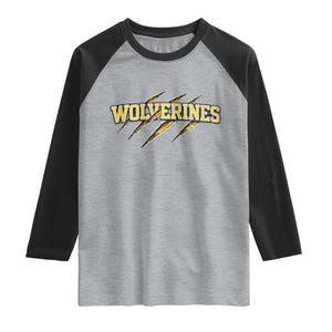 Wolverine Lover Sports Game Day Scratch Mark Raglan Shirt TS11 Heather Gray Black Print Your Wear