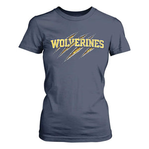 Wolverine Lover Sports Game Day Scratch Mark T Shirt For Women TS11 Navy Print Your Wear