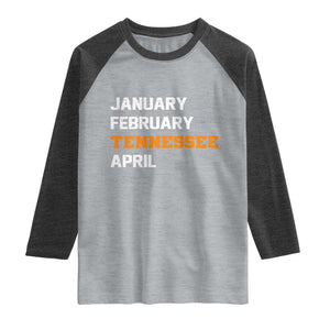 January February Tennessee April Raglan Shirt Basketball Game Day TS11 Heather Gray Heather Charcoal Print Your Wear