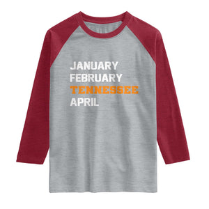 January February Tennessee April Raglan Shirt Basketball Game Day TS11 Heather Gray Heather Red Print Your Wear