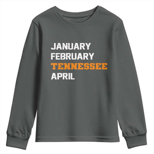 January February Tennessee April Youth Sweatshirt Basketball Game Day TS11 Dark Heather Print Your Wear