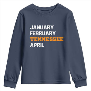 January February Tennessee April Youth Sweatshirt Basketball Game Day TS11 Navy Print Your Wear
