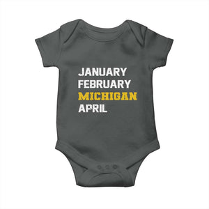 January February Michigan April Baby Onesie Basketball Game Day TS11 Dark Heather Print Your Wear