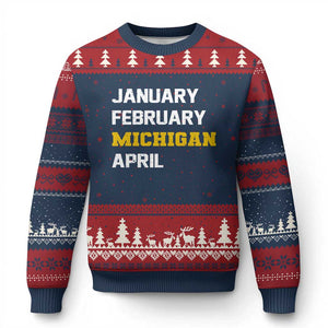 January February Michigan April Ugly Christmas Sweater Basketball Game Day TS11 Navy Red Print Your Wear