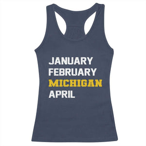 January February Michigan April Racerback Tank Top Basketball Game Day TS11 Navy Print Your Wear