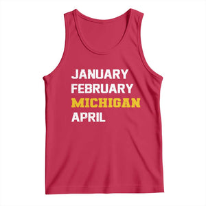 January February Michigan April Tank Top Basketball Game Day TS11 Red Print Your Wear