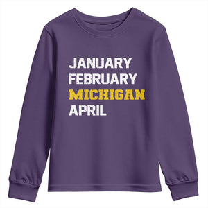 January February Michigan April Youth Sweatshirt Basketball Game Day TS11 Purple Print Your Wear