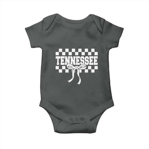 Tennessee Fan Baby Onesie TN State Sport Coquette Bow Checkered Design Game Day TS11 Dark Heather Print Your Wear