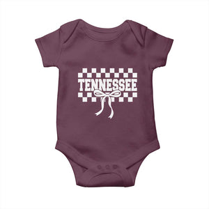 Tennessee Fan Baby Onesie TN State Sport Coquette Bow Checkered Design Game Day TS11 Maroon Print Your Wear