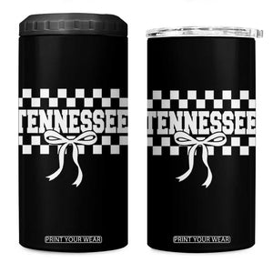 Tennessee Fan 4 in 1 Can Cooler Tumbler TN State Sport Coquette Bow Checkered Design Game Day TS11 One Size: 16 oz Black Print Your Wear