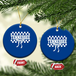 Tennessee Fan Ceramic Ornament TN State Sport Coquette Bow Checkered Design Game Day TS11 1pc Blue Print Your Wear