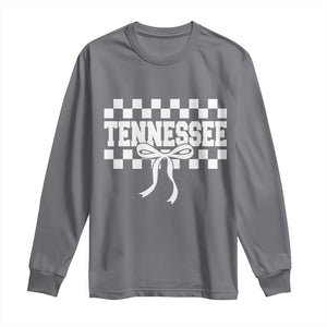 Tennessee Fan Long Sleeve Shirt TN State Sport Coquette Bow Checkered Design Game Day TS11 Charcoal Print Your Wear