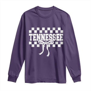 Tennessee Fan Long Sleeve Shirt TN State Sport Coquette Bow Checkered Design Game Day TS11 Purple Print Your Wear