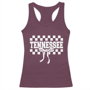 Tennessee Fan Racerback Tank Top TN State Sport Coquette Bow Checkered Design Game Day TS11 Maroon Print Your Wear