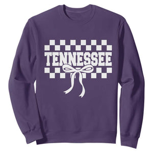 Tennessee Fan Sweatshirt TN State Sport Coquette Bow Checkered Design Game Day TS11 Purple Print Your Wear