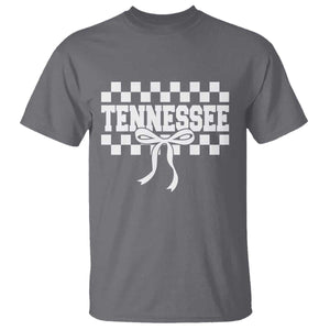 Tennessee Fan T Shirt TN State Sport Coquette Bow Checkered Design Game Day TS11 Charcoal Print Your Wear