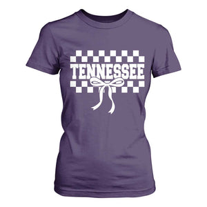 Tennessee Fan T Shirt For Women TN State Sport Coquette Bow Checkered Design Game Day TS11 Purple Print Your Wear