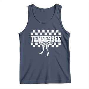 Tennessee Fan Tank Top TN State Sport Coquette Bow Checkered Design Game Day TS11 Navy Print Your Wear
