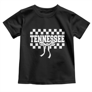 Tennessee Fan Toddler T Shirt TN State Sport Coquette Bow Checkered Design Game Day TS11 Black Print Your Wear