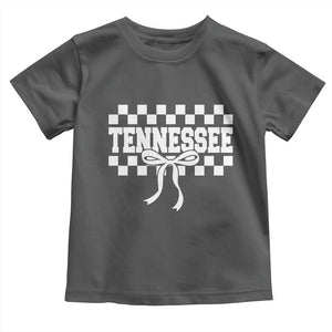 Tennessee Fan Toddler T Shirt TN State Sport Coquette Bow Checkered Design Game Day TS11 Dark Heather Print Your Wear