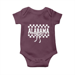 Alabama Fan Baby Onesie AL State Sport Coquette Bow Checkered Design Game Day TS11 Maroon Print Your Wear