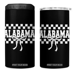 Alabama Fan 4 in 1 Can Cooler Tumbler AL State Sport Coquette Bow Checkered Design Game Day TS11 One Size: 16 oz Black Print Your Wear