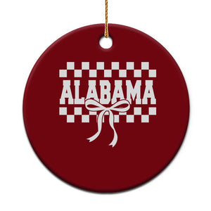 Alabama Fan Ceramic Ornament AL State Sport Coquette Bow Checkered Design Game Day TS11 1pc Red Print Your Wear