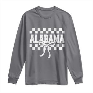 Alabama Fan Long Sleeve Shirt AL State Sport Coquette Bow Checkered Design Game Day TS11 Charcoal Print Your Wear