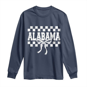 Alabama Fan Long Sleeve Shirt AL State Sport Coquette Bow Checkered Design Game Day TS11 Navy Print Your Wear