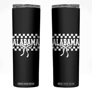 Alabama Fan Skinny Tumbler AL State Sport Coquette Bow Checkered Design Game Day TS11 Black Print Your Wear