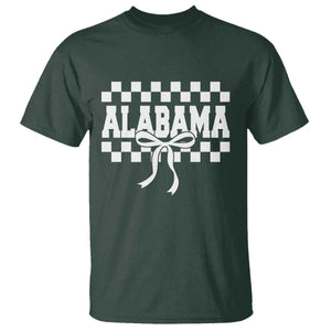 Alabama Fan T Shirt AL State Sport Coquette Bow Checkered Design Game Day TS11 Dark Forest Green Print Your Wear