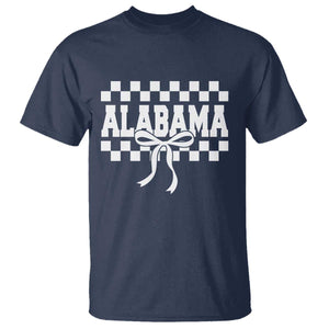 Alabama Fan T Shirt AL State Sport Coquette Bow Checkered Design Game Day TS11 Navy Print Your Wear